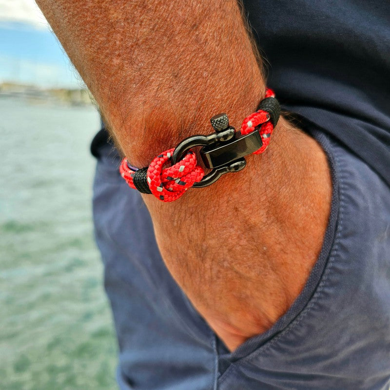 CAPTAIN 4mm Nautical Clasp Bracelet - Red Mix