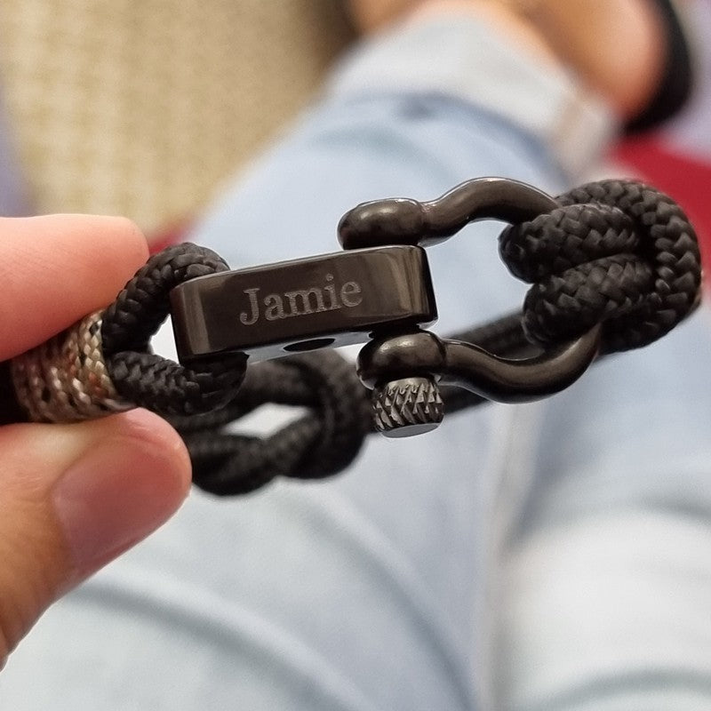 Camo Tactical Cord Bracelet for Men (Black Clasp - 011K)