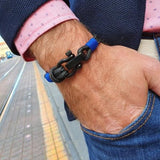 CAPTAIN Black Shackle Bracelet - Electric Blue