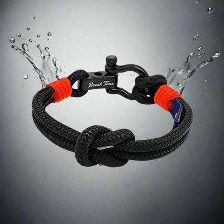 CAPTAIN Black Shackle Bracelet - Neon Orange