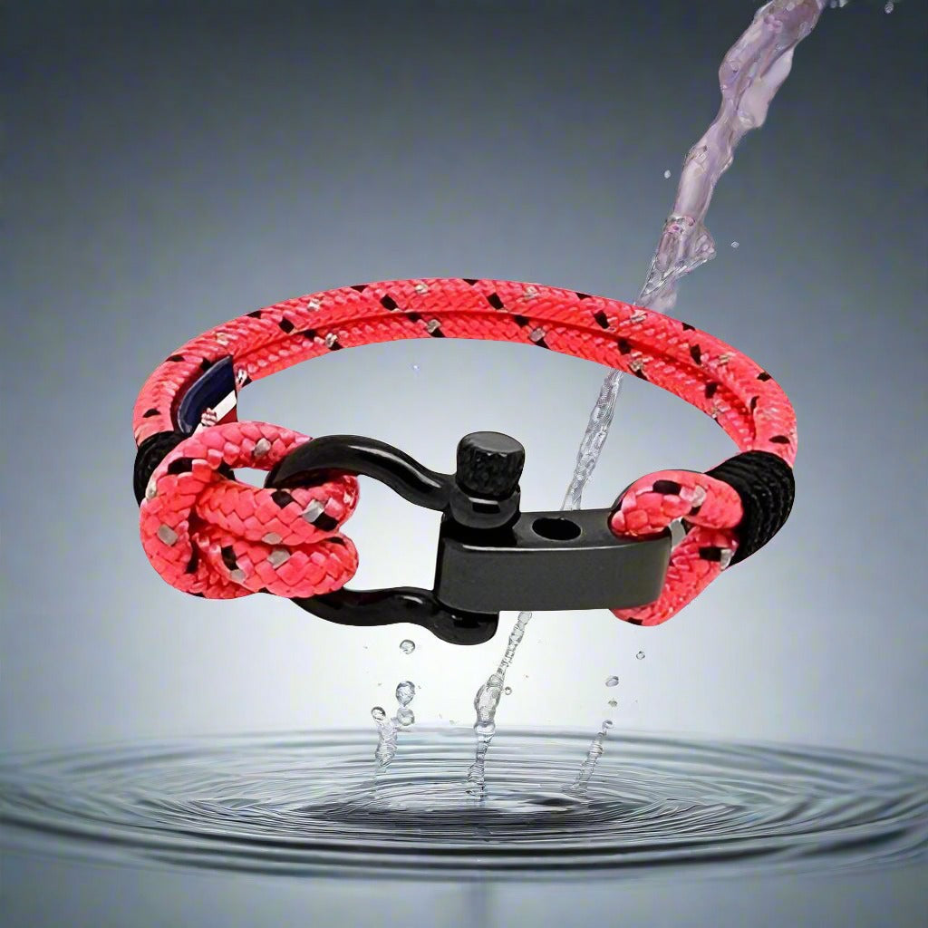 CAPTAIN Black Shackle Bracelet - Pink Mix