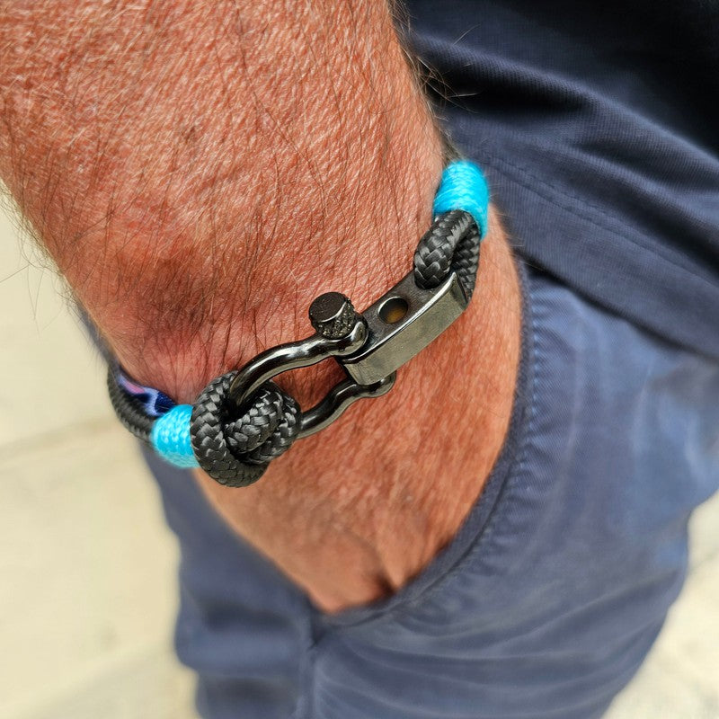 CAPTAIN Black Shackle Bracelet - Turquoise