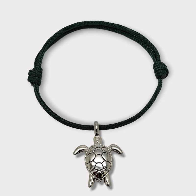 Black rope silver sea turtle outlet bracelet