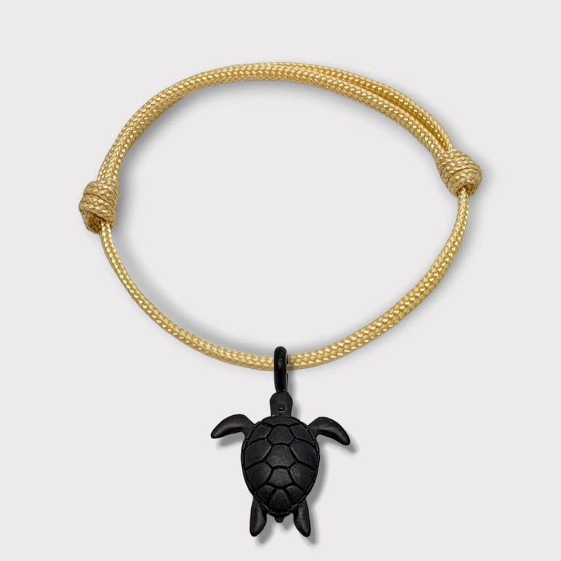 Black rope silver sea turtle outlet bracelet