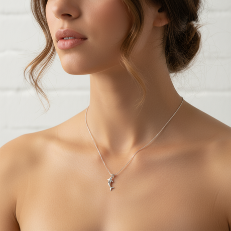 Steel necklace with OCEAN MINI dolphin pendant