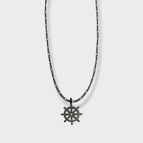 CHARMED titanium steel necklace with boat wheel pendant