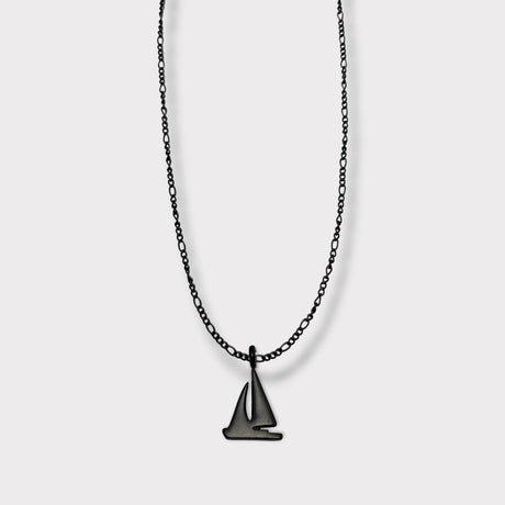 CHARMED titanium steel necklace with sailing yacht pendant