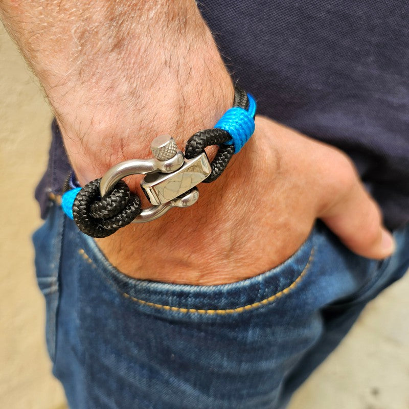 CORSAIR 5mm Nautical Clasp Bracelet Black Blue