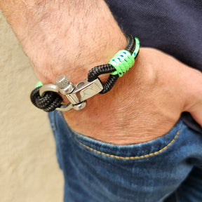 CORSAIR 5mm Nautical Clasp Bracelet Black Green