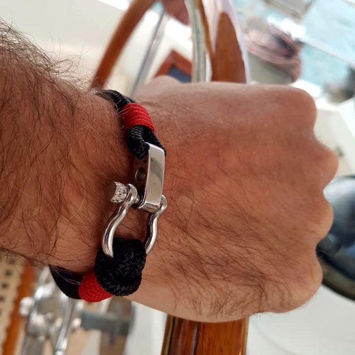 CORSAIR 5mm Nautical Clasp Bracelet Black Red