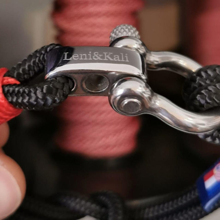 CORSAIR 5mm Nautical Clasp Bracelet Black Red
