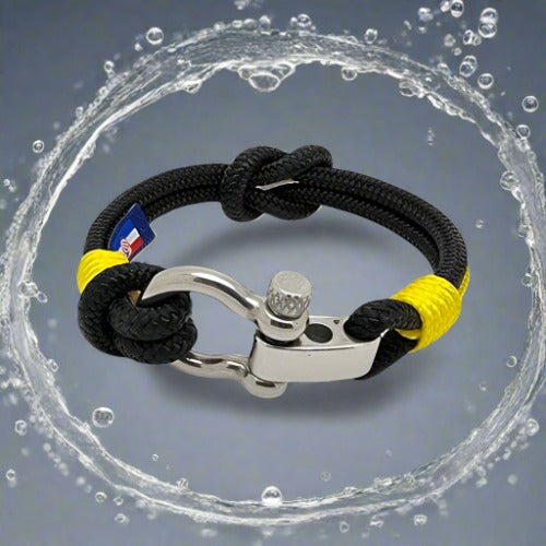 CORSAIR 5mm Nautical Clasp Bracelet Black Yellow