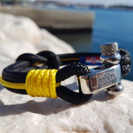 CORSAIR 5mm Nautical Clasp Bracelet Black Yellow