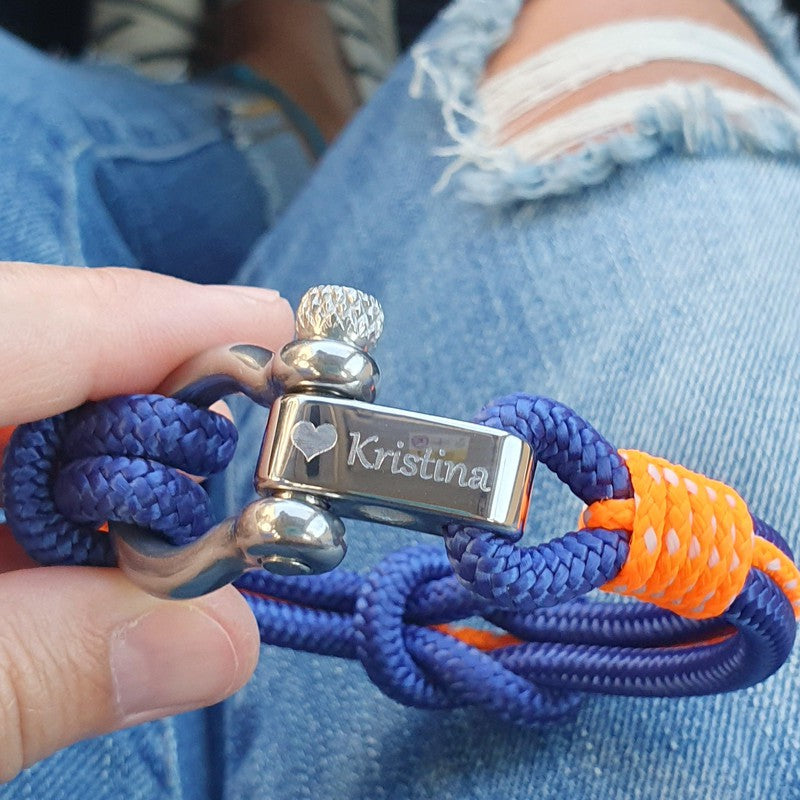 CORSAIR 5mm Nautical Clasp Bracelet Blue Orange