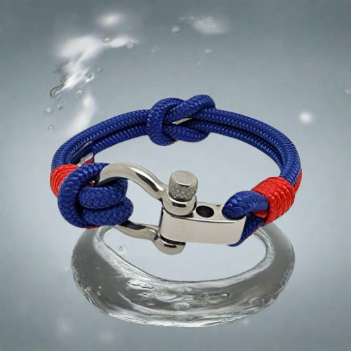 CORSAIR 5mm Nautical Clasp Bracelet Blue Red