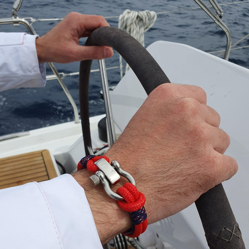 CORSAIR 5mm Nautical Clasp Bracelet Red Blue
