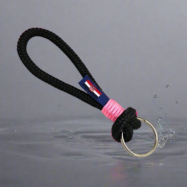 HARBOUR nautical rope keyring black baby pink