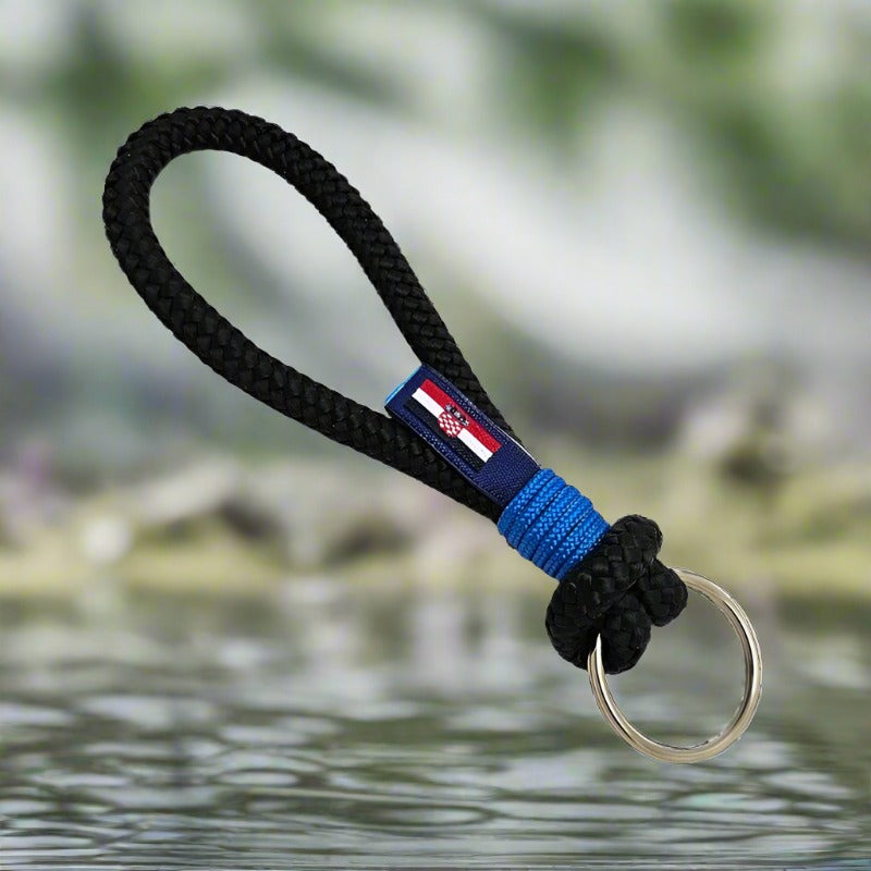 HARBOUR nautical rope keyring black blue