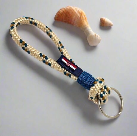 HARBOUR nautical rope keyring cream teal