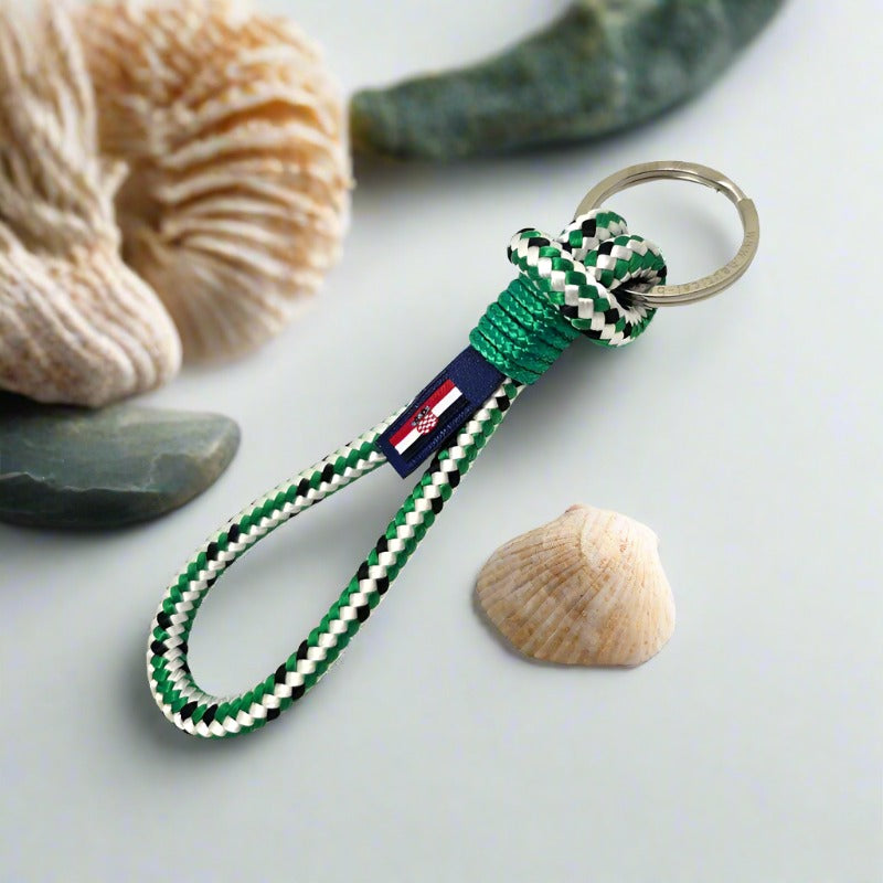 HARBOUR nautical rope keyring green mix