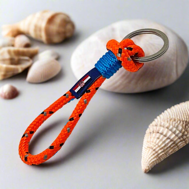 HARBOUR nautical rope keyring orange mix