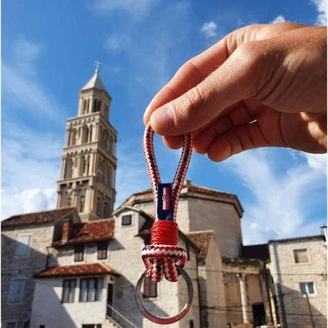 HARBOUR nautical rope keyring red mix