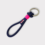 HARBOUR recycled rope keyring navy blue neon pink