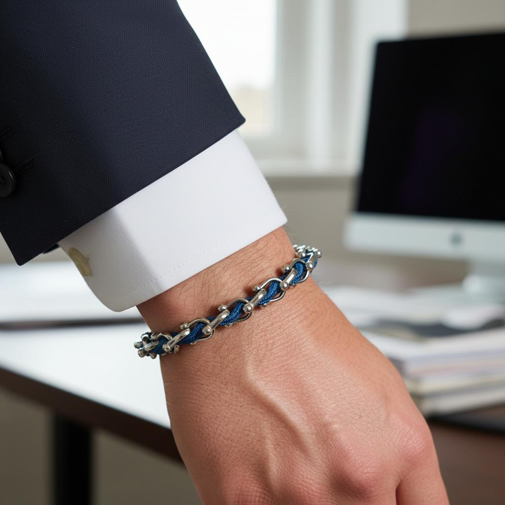 OCEAN MAXI Designer Bracelet / Necklace Gray Blue