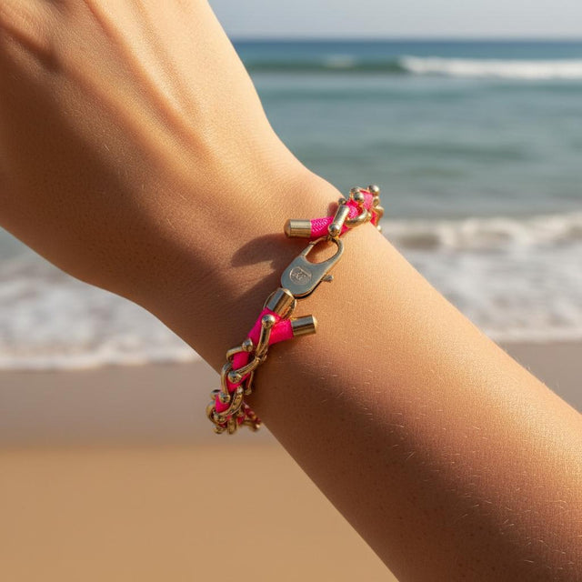 OCEAN MAXI Designer Bracelet / Necklace Neon Pink