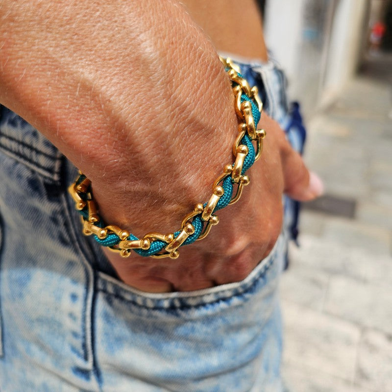 LIMITED EDITION - OCEAN teal titanium steel maxi shackles bracelet