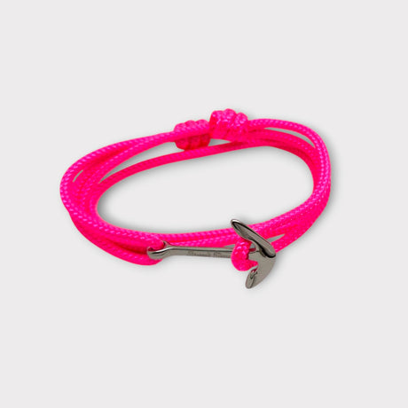 YACHT CREW mittelgroßes Ankerarmband neonpink