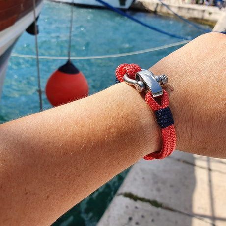 RECYCLED rope bracelet dark red navy blue
