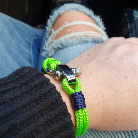 RECYCLED rope bracelet green navy blue