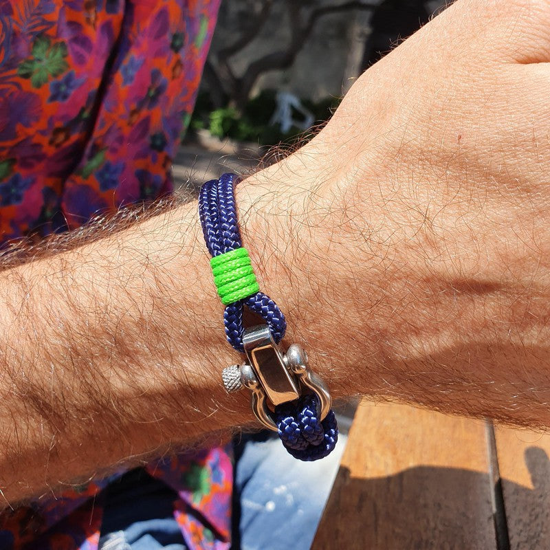 RECYCLED rope bracelet navy blue green