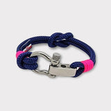 RECYCLED rope bracelet navy blue neon pink