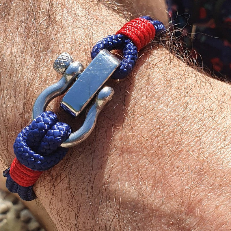 RECYCLED navy blue and red nautical bracelet (REC02) Break Time