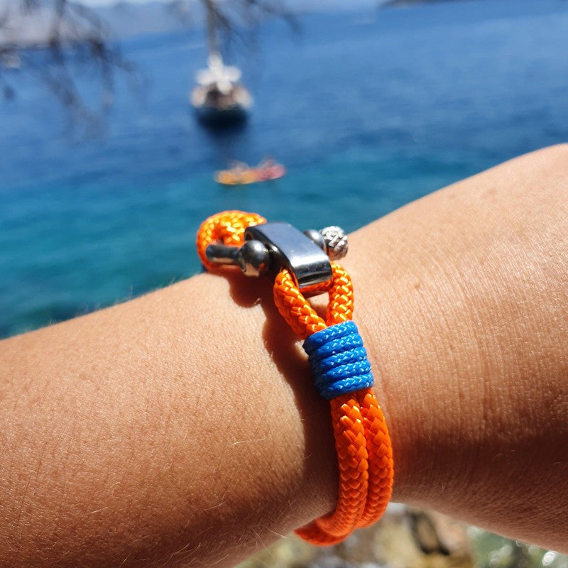 RECYCLED rope bracelet orange blue