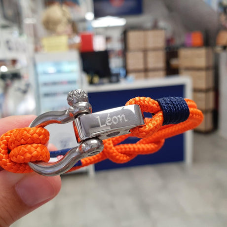RECYCLED rope bracelet orange navy blue