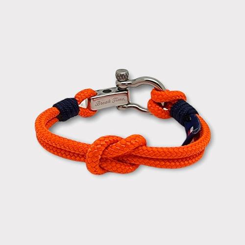 RECYCLED rope bracelet orange navy blue