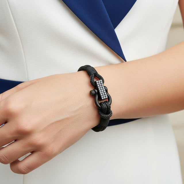 ROYAL 3mm nautical clasp bracelet black