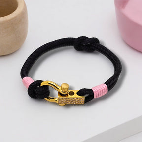 ROYAL 3mm nautical clasp bracelet black baby pink
