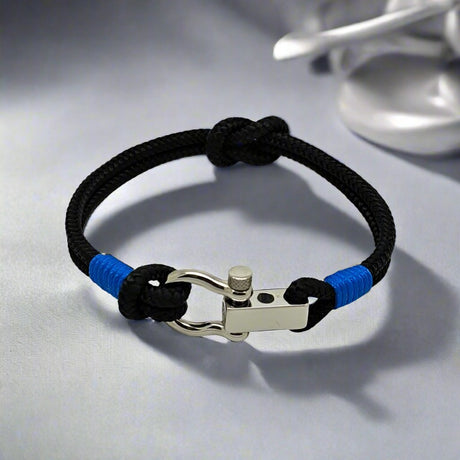 ROYAL 3mm nautical clasp bracelet black blue