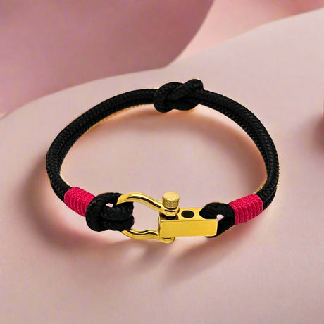 ROYAL 3mm nautical clasp bracelet black fuchsia