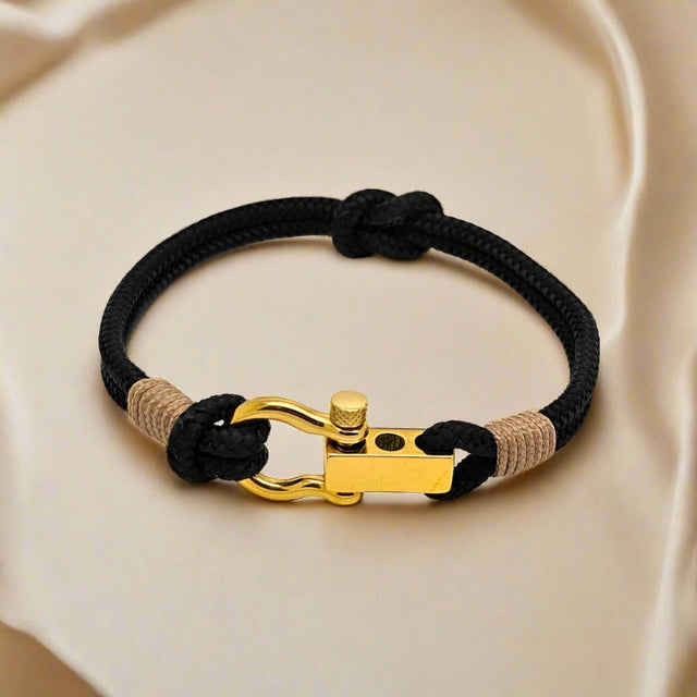 ROYAL 3mm nautical clasp bracelet black light brown