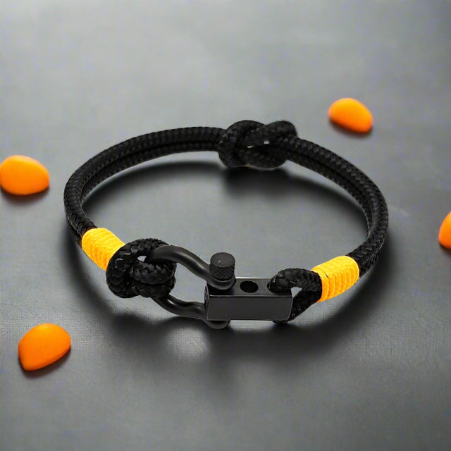 ROYAL 3mm nautical clasp bracelet black orange