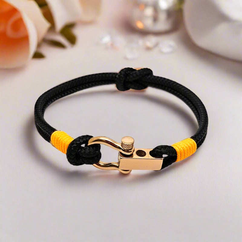 ROYAL 3mm nautical clasp bracelet black orange