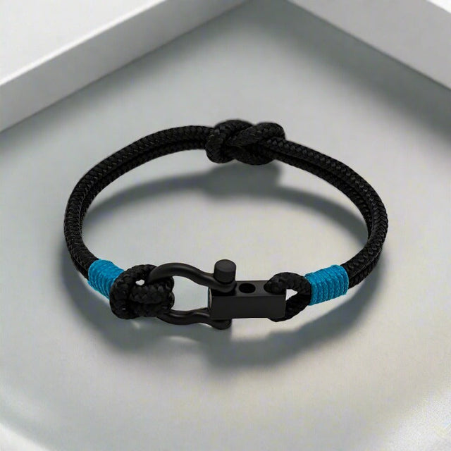 ROYAL 3mm nautical clasp bracelet black teal
