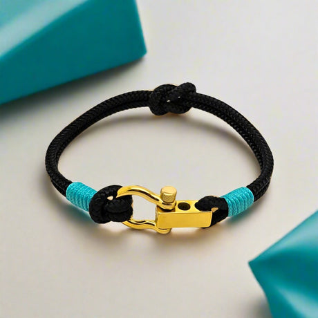 ROYAL 3mm nautical clasp bracelet black turquoise