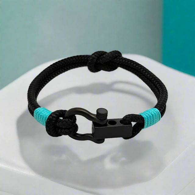 ROYAL 3mm nautical clasp bracelet black turquoise
