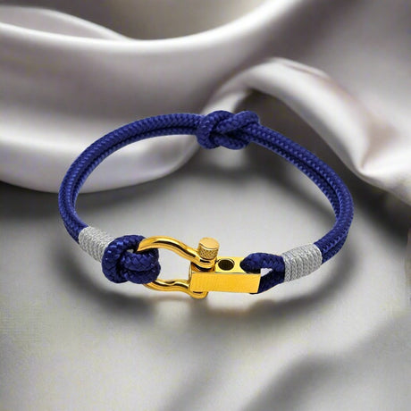 ROYAL 3mm nautical clasp bracelet blue grey